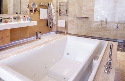 Bathroom Renovation Featuring Refinished Tub
